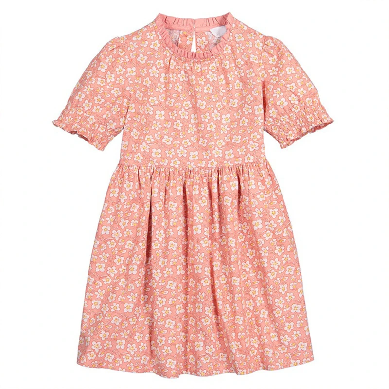 Robe d'été fleurie pour fille, sans manches en coton respirant